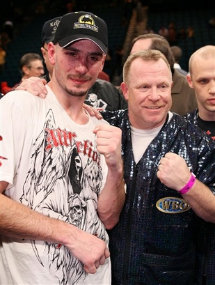 See gallery This is a Feb. 16, 2008 file photo showing Kelly Pavlik and trainer Jack Loew posing for a photo shortly after his middleweight boxing match against Jermain Taylor, at The MGM Grand in Las Vegas